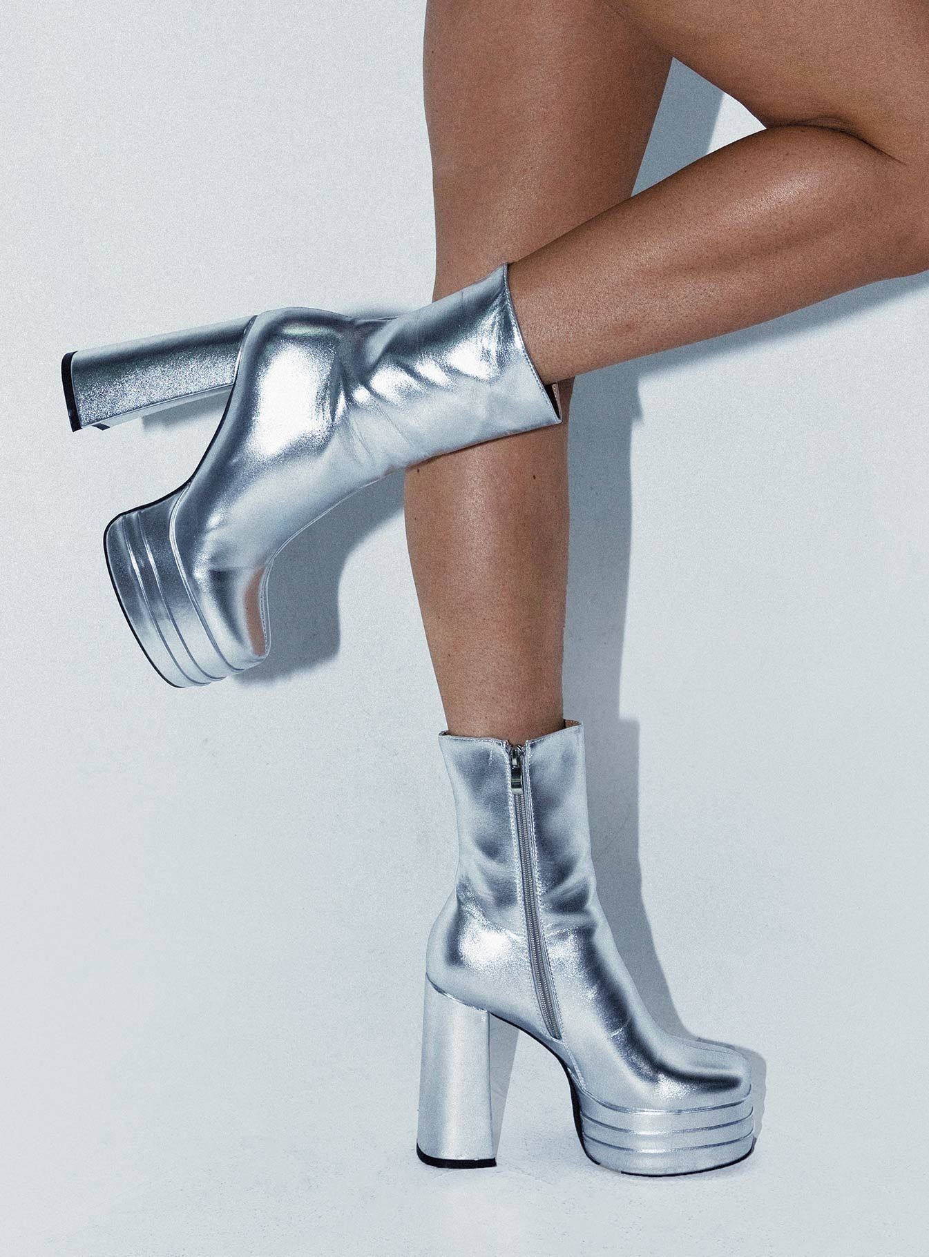 Ricardo Platform Ankle Boots Chrome sold by Princess Polly
