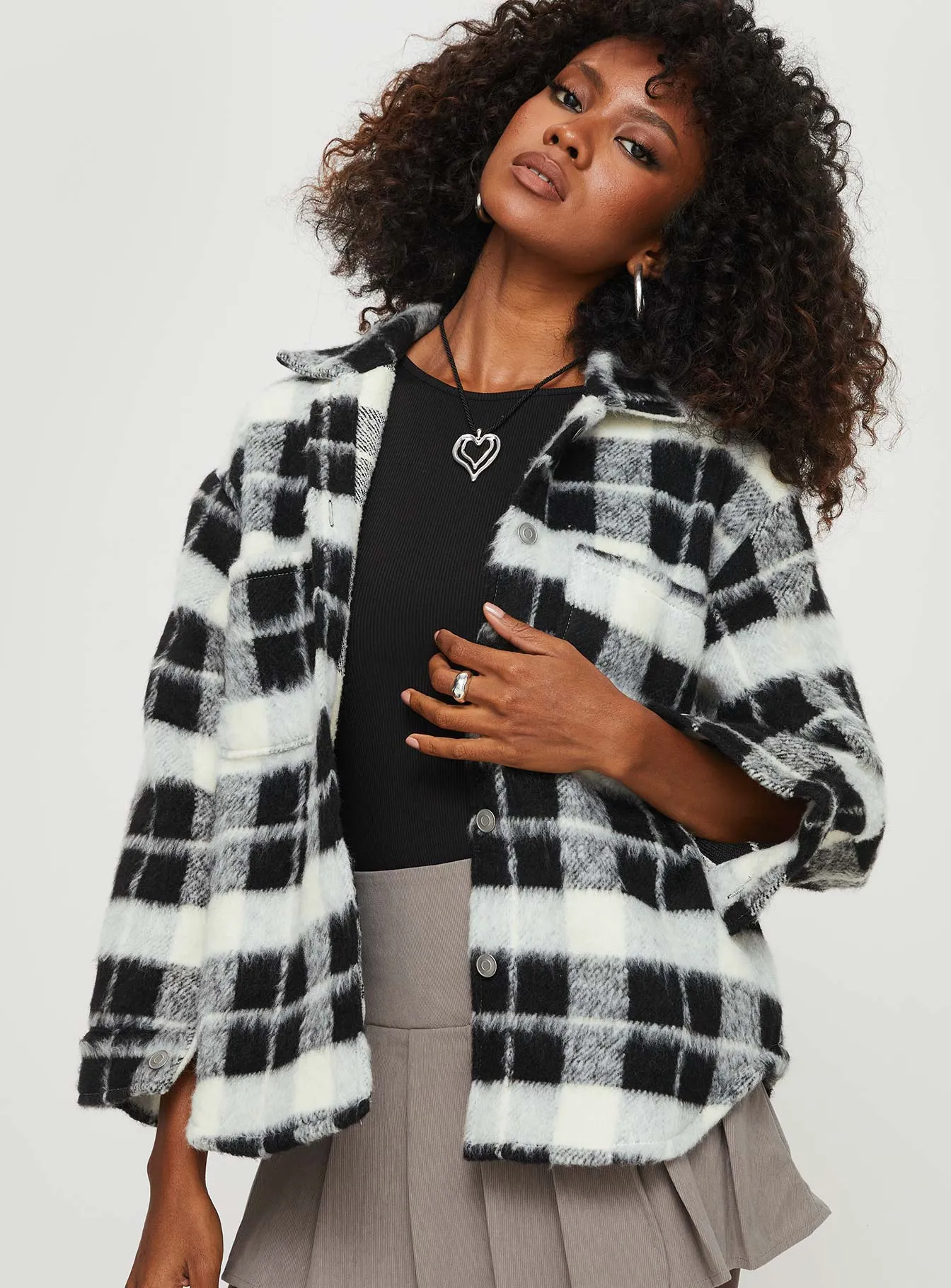 Milane Plaid Shacket Black / White sold by Princess Polly product image thumbnail 2