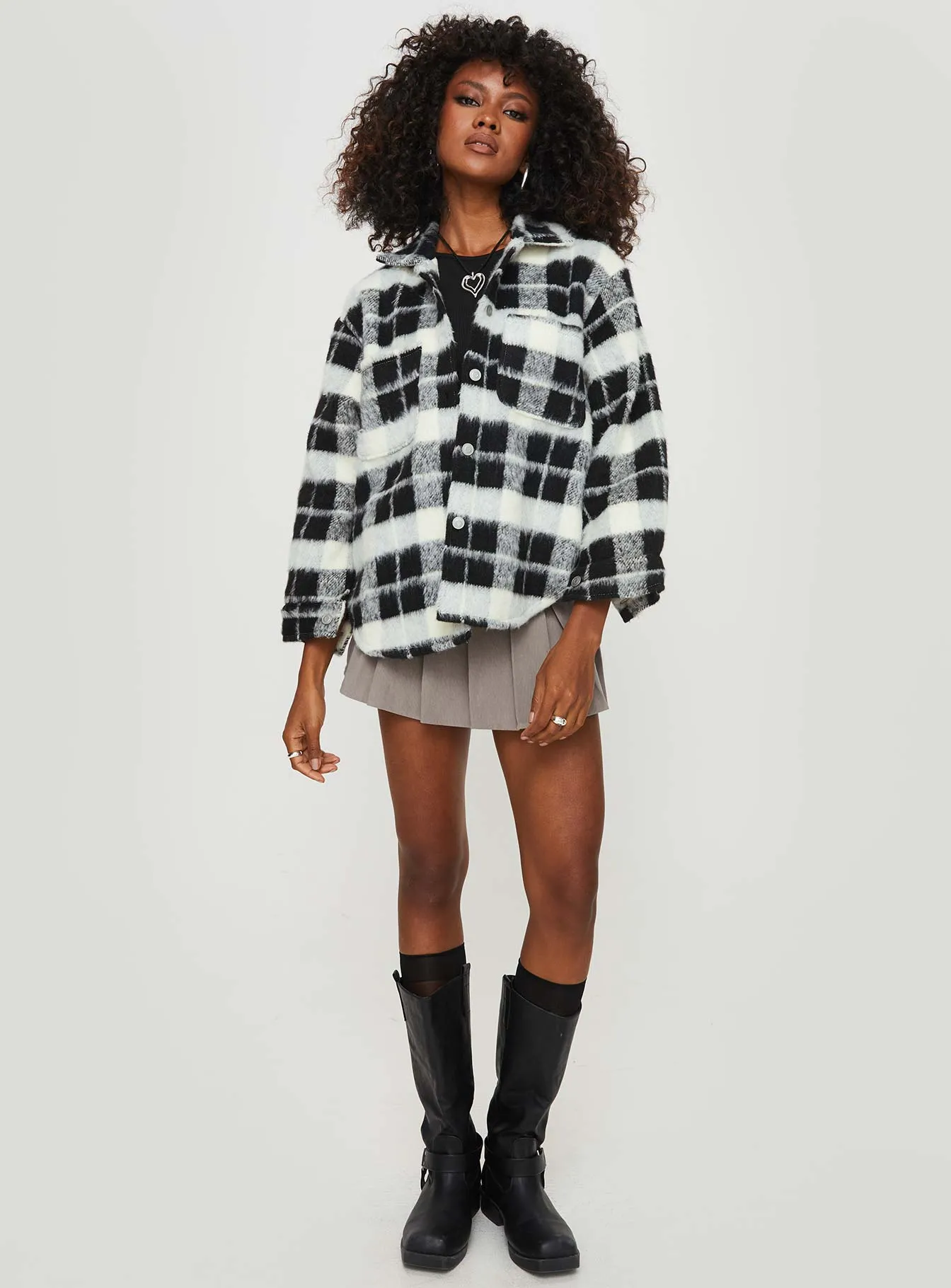 Milane Plaid Shacket Black / White sold by Princess Polly product image thumbnail 3