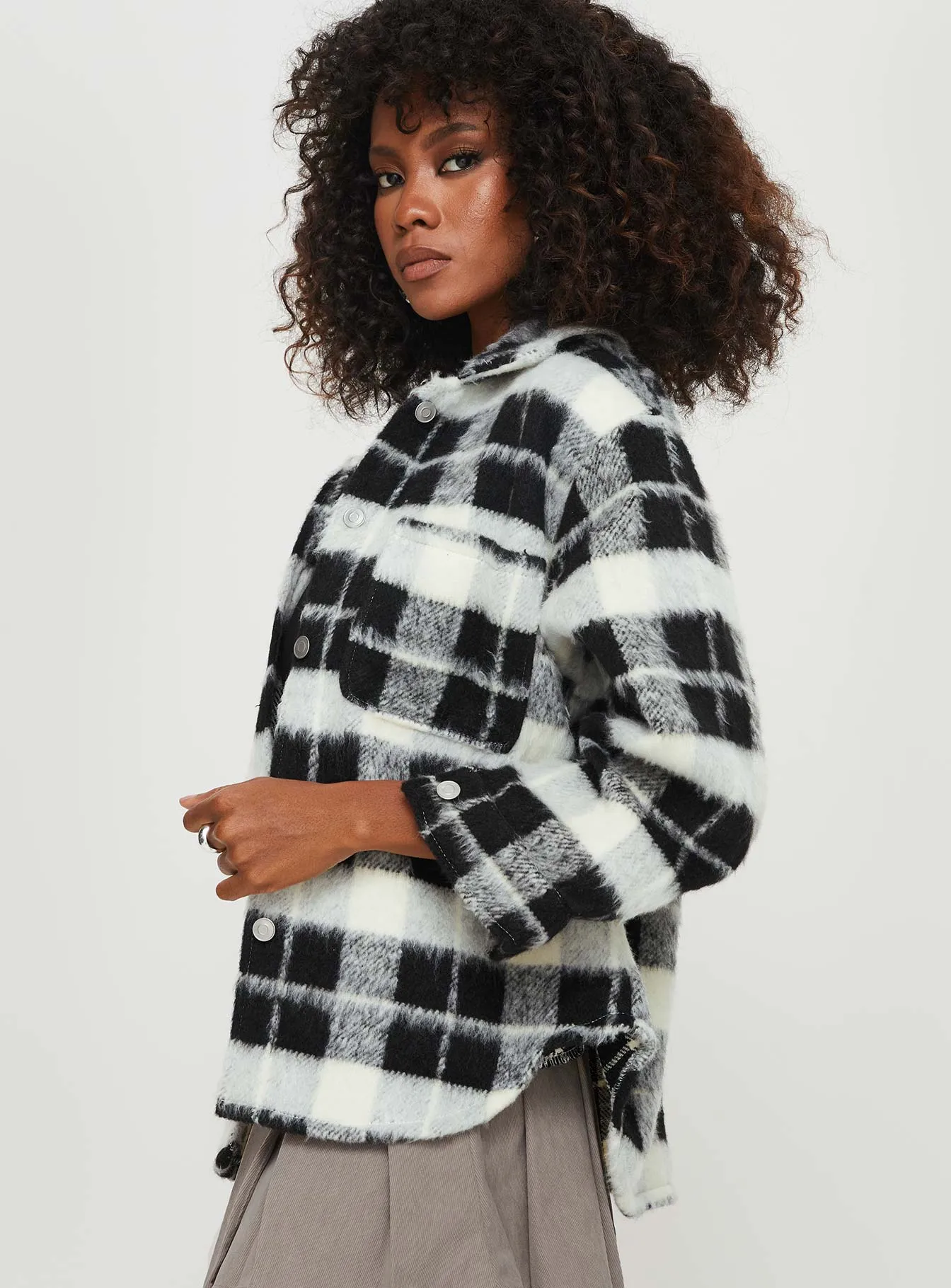 Milane Plaid Shacket Black / White sold by Princess Polly product image thumbnail 4