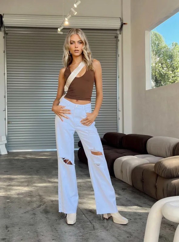 Meliana Wide Leg Denim Jeans White sold by Princess Polly