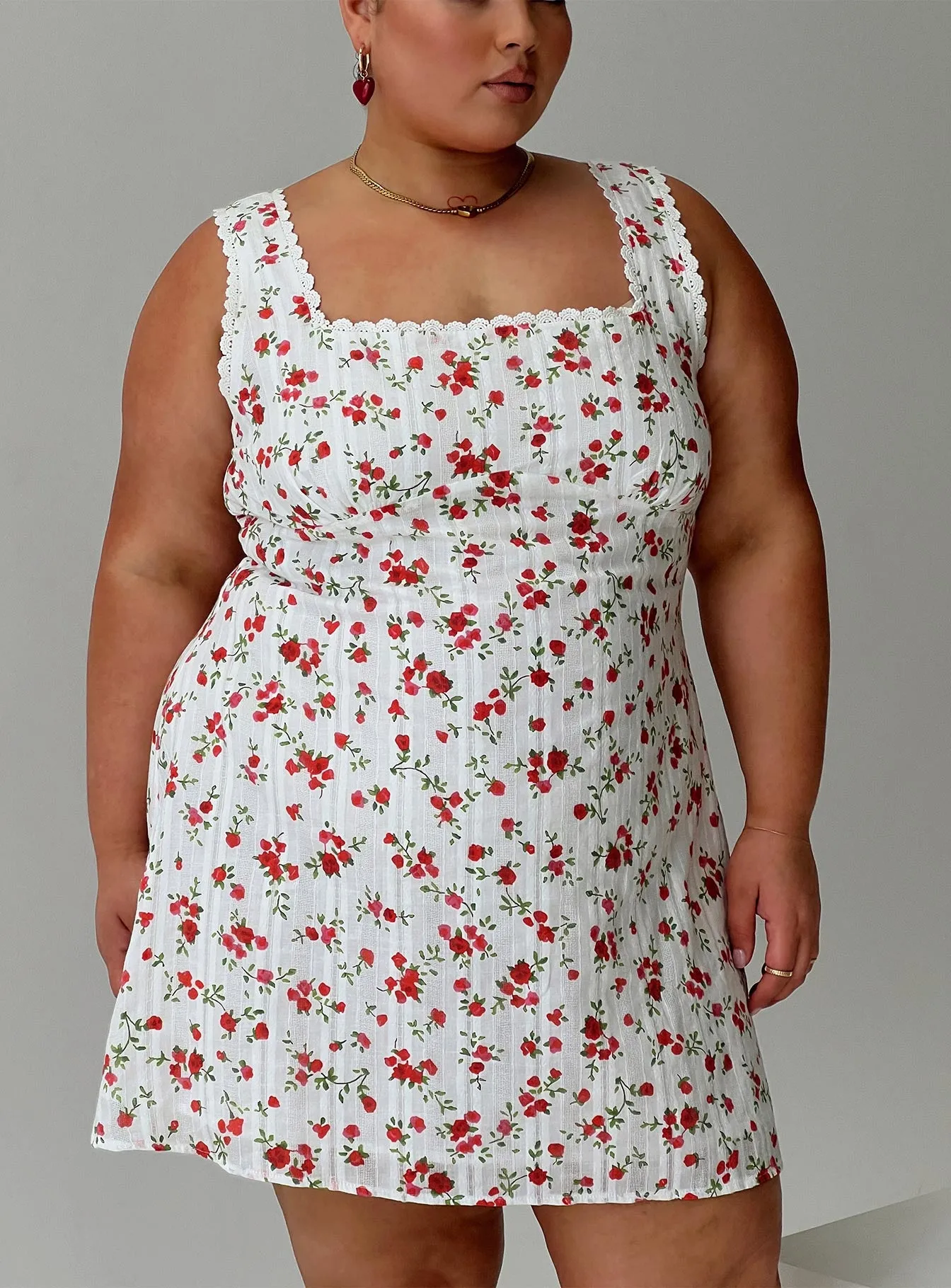 Dasha Mini Dress White Floral Curve sold by Princess Polly