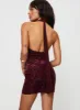 Carlso Halter Mini Dress Burgundy sold by Princess Polly