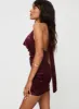 Carlso Halter Mini Dress Burgundy sold by Princess Polly