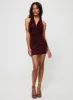 Carlso Halter Mini Dress Burgundy sold by Princess Polly