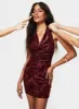 Carlso Halter Mini Dress Burgundy sold by Princess Polly