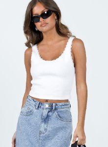 Lexcen Tank Top White sold by Princess Polly