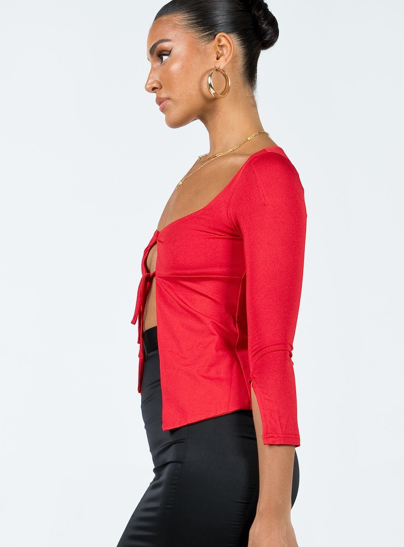 Corabelle Tie Up Top Red sold by Princess Polly product image thumbnail 3