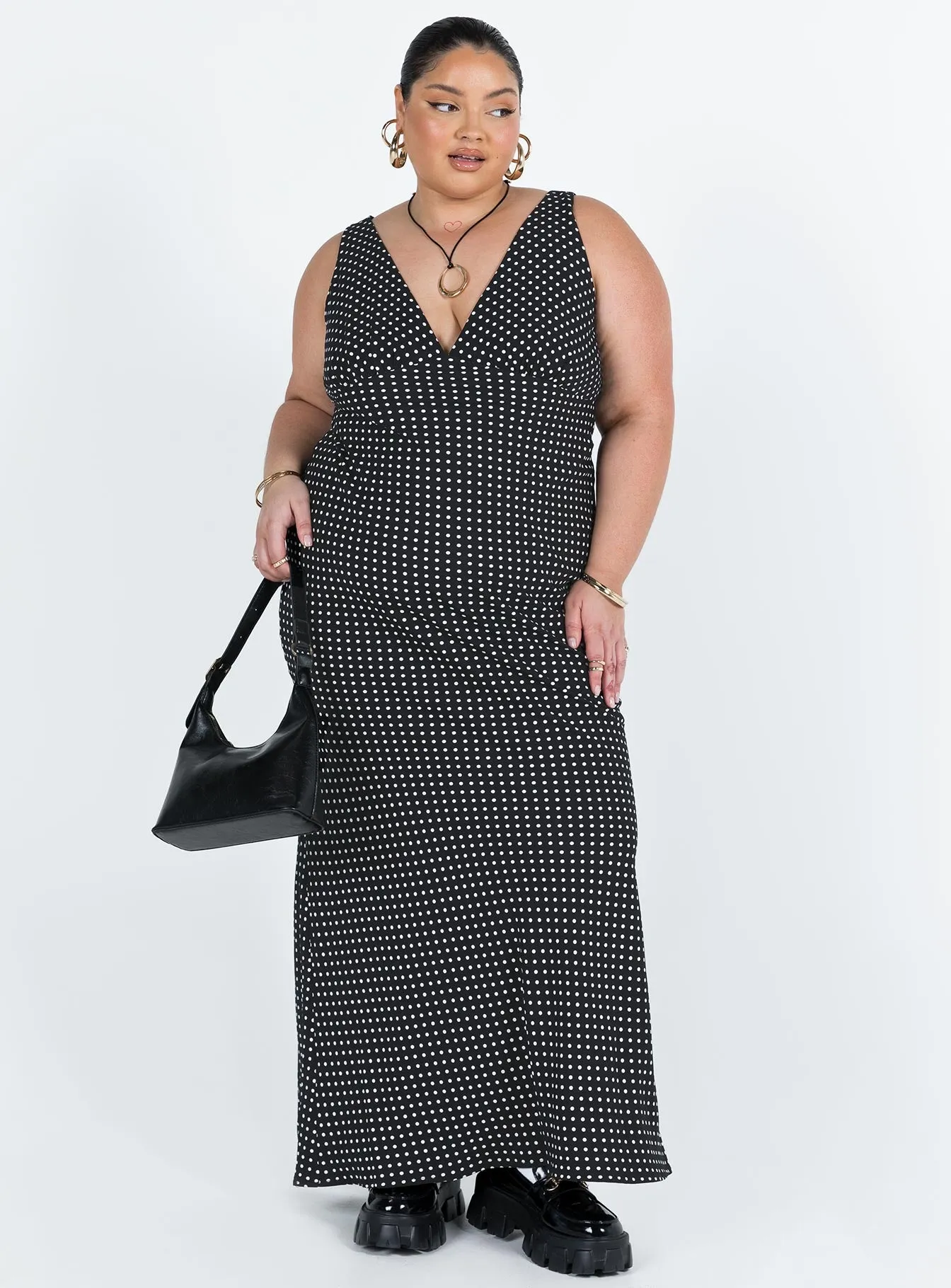 Nellie Maxi Dress Black Polka Dot Curve sold by Princess Polly product image thumbnail 2