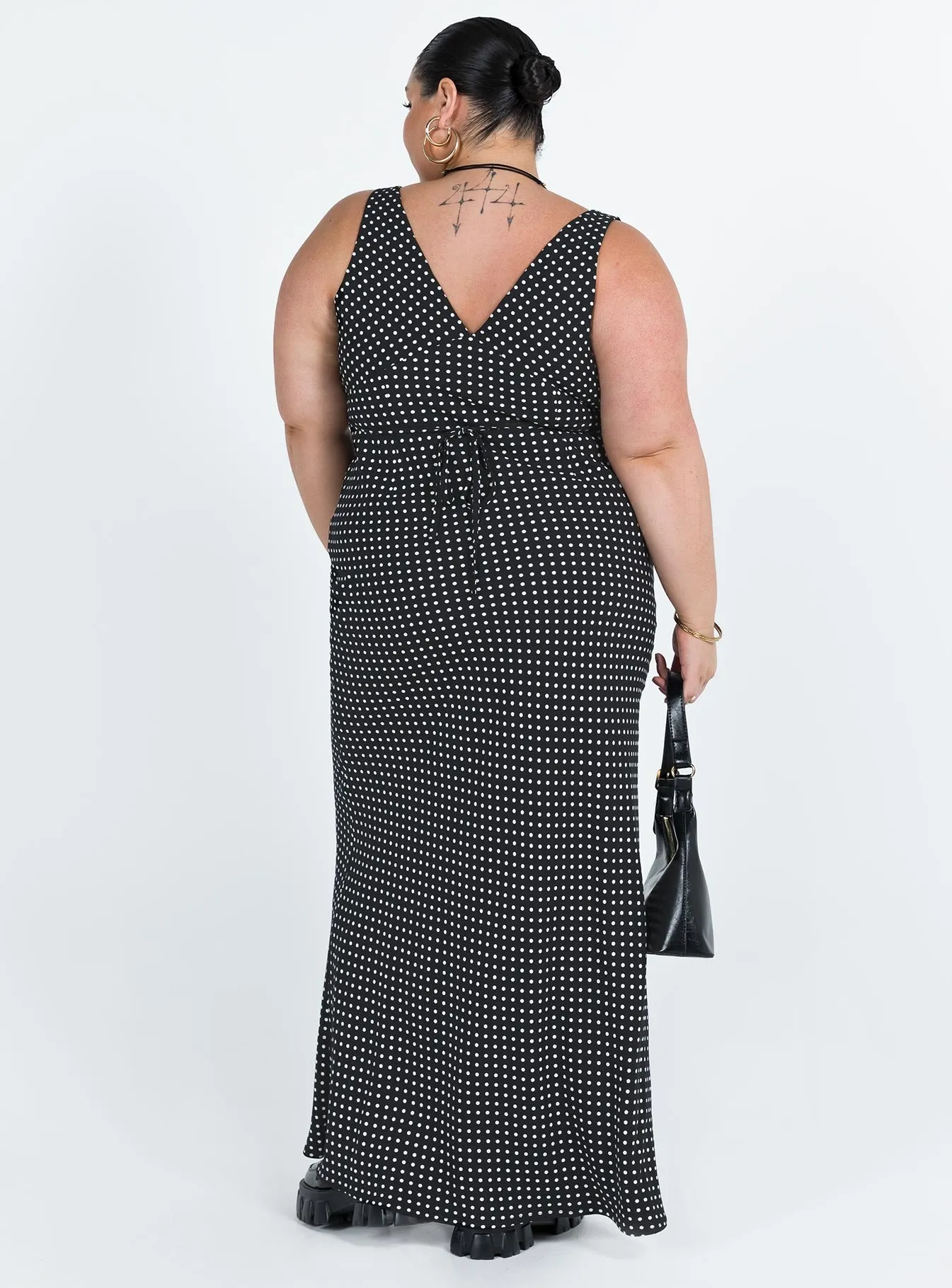Nellie Maxi Dress Black Polka Dot Curve sold by Princess Polly product image thumbnail 5