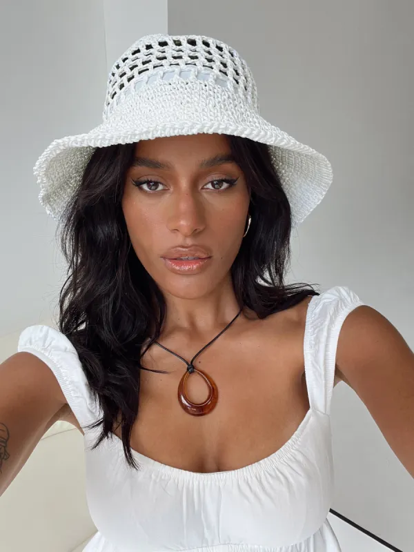 Cono Bucket Hat White sold by Princess Polly