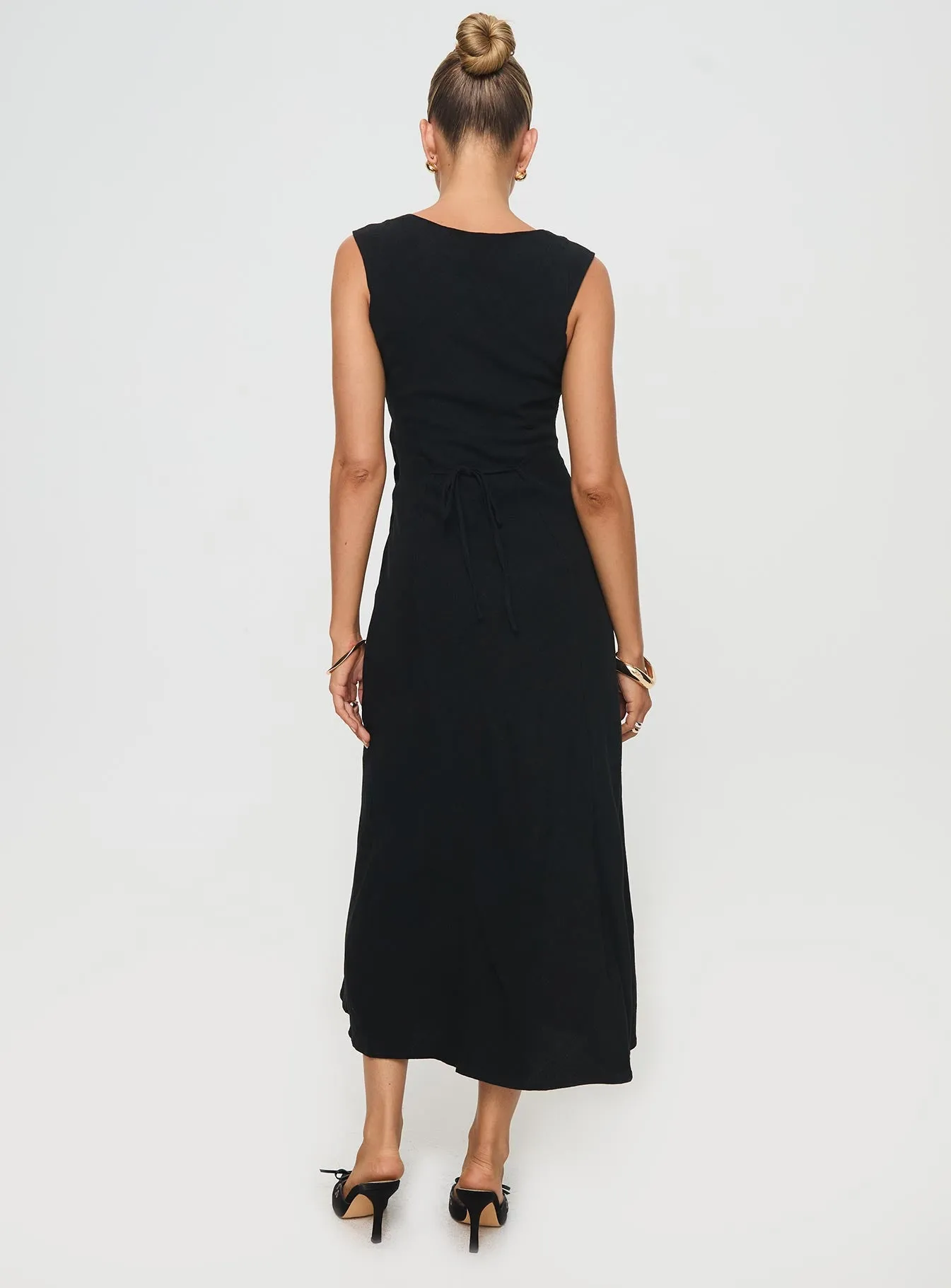 Chosen Girl Linen Blend Midi Dress Black sold by Princess Polly product image thumbnail 5