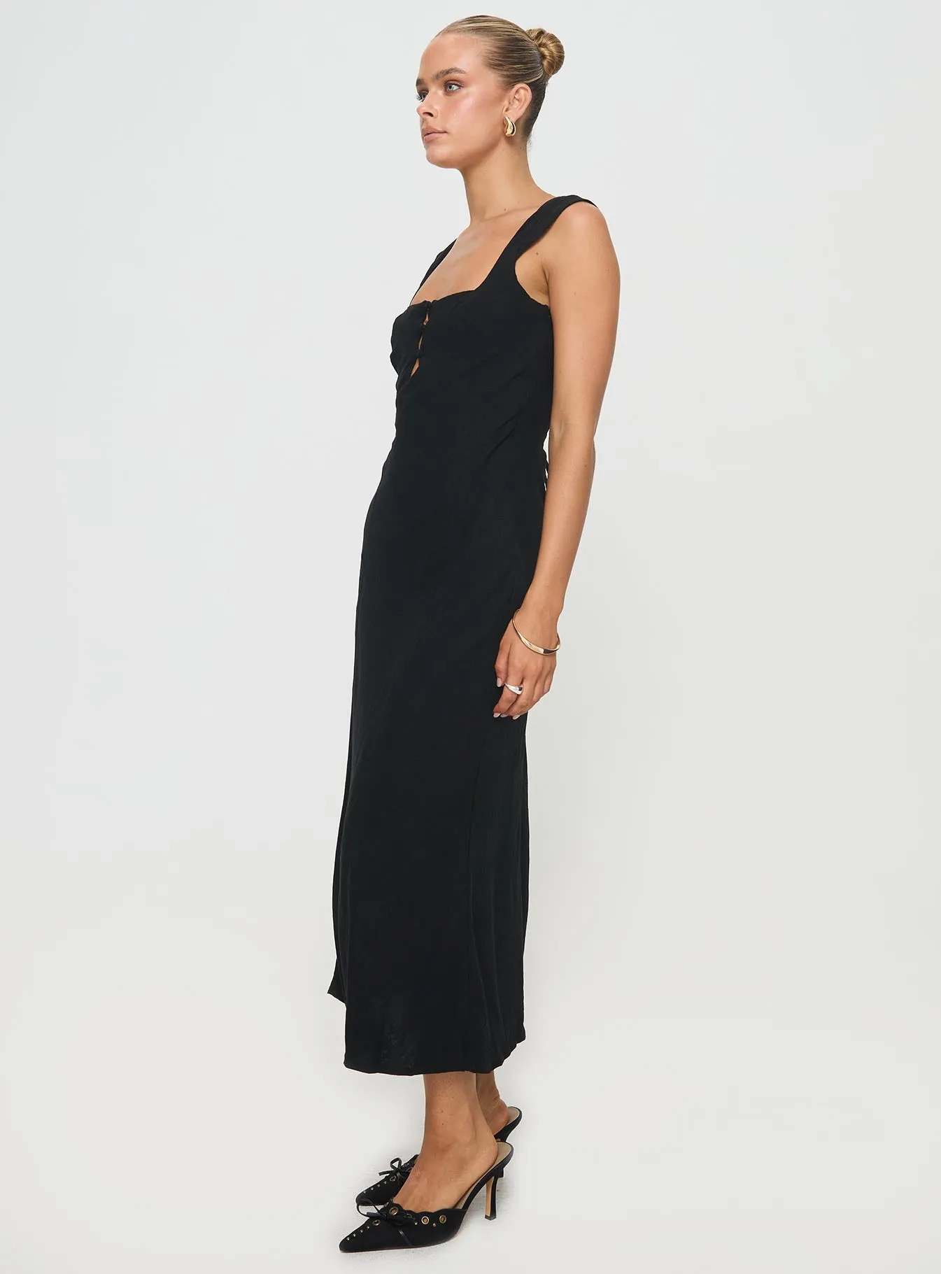 Chosen Girl Linen Blend Midi Dress Black sold by Princess Polly product image thumbnail 4