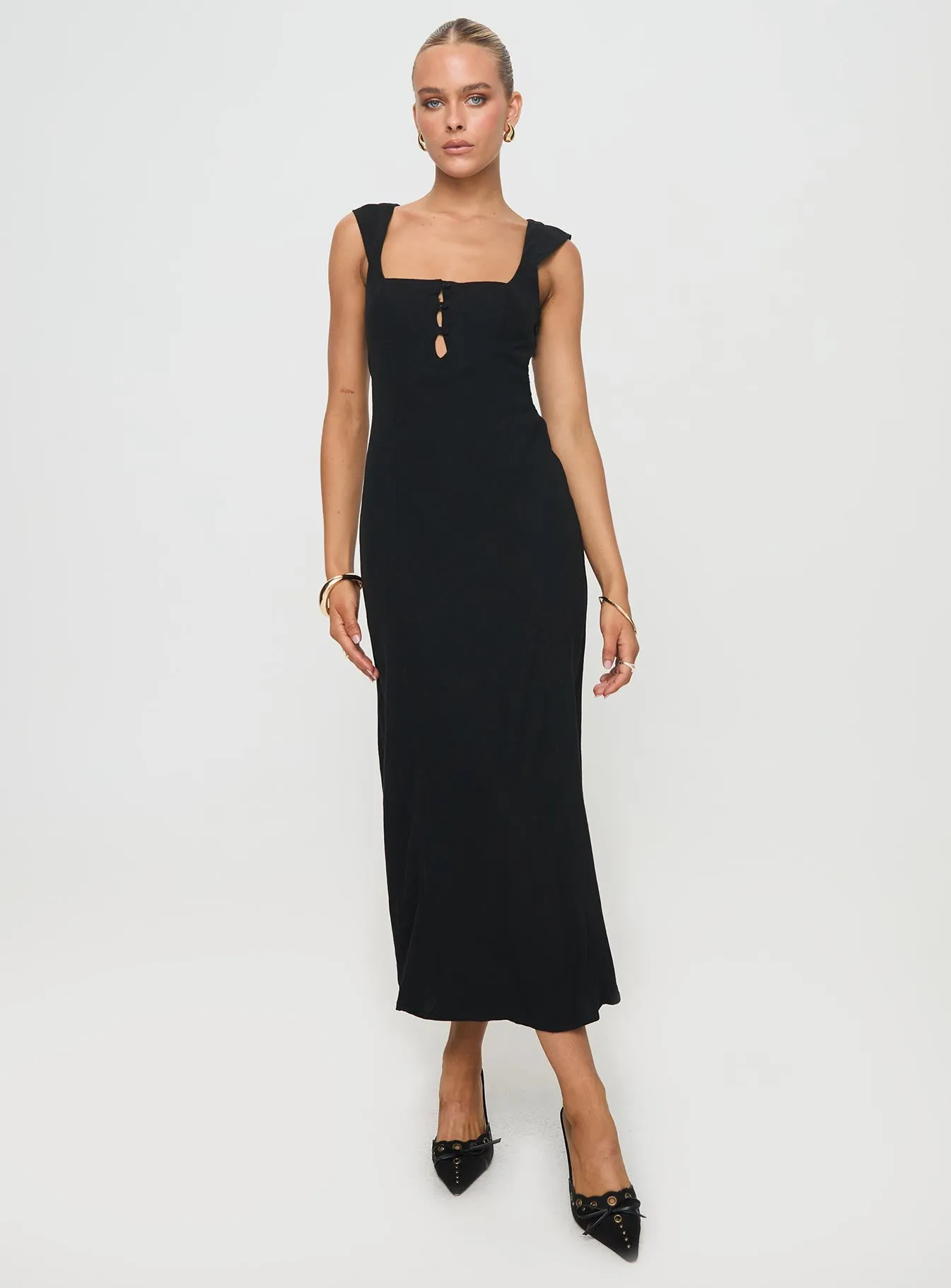 Chosen Girl Linen Blend Midi Dress Black sold by Princess Polly product image thumbnail 2