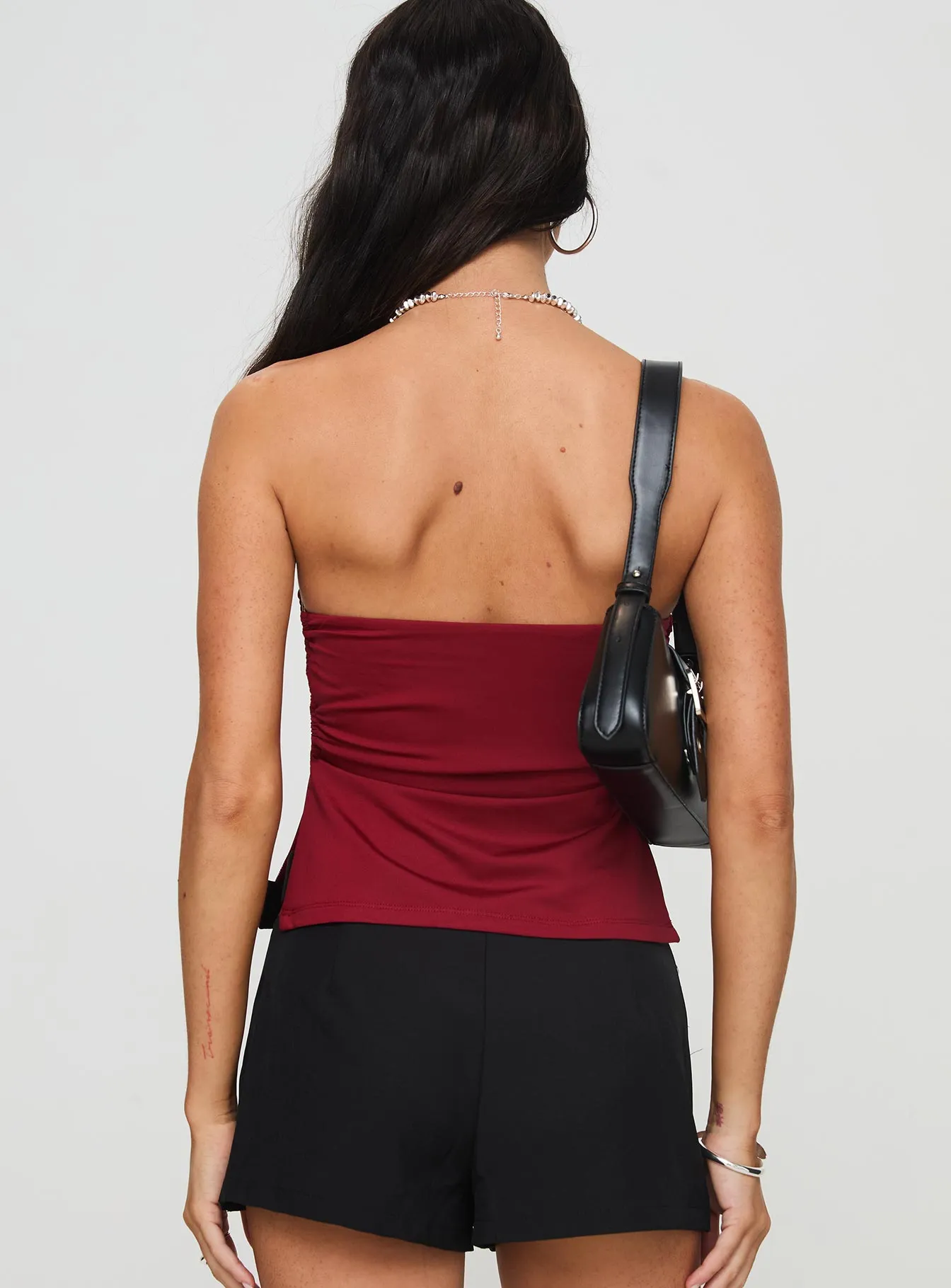 Round The World Strapless Top Burgundy sold by Princess Polly product image thumbnail 5