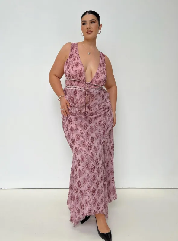 Nikolise Maxi Skirt Purple Curve sold by Princess Polly