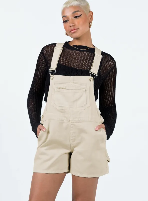 Foresta Oversized Overalls Cream sold by Princess Polly
