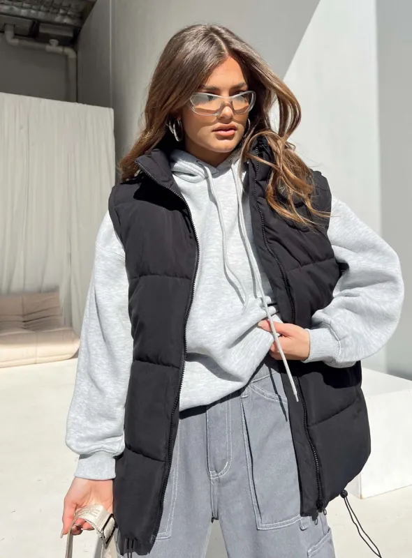 Edison Puffer Vest Black sold by Princess Polly