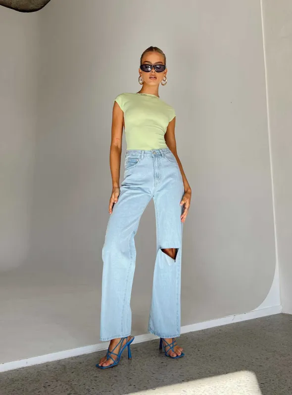 Sevina Wide Leg Denim Jeans Light Wash sold by Princess Polly