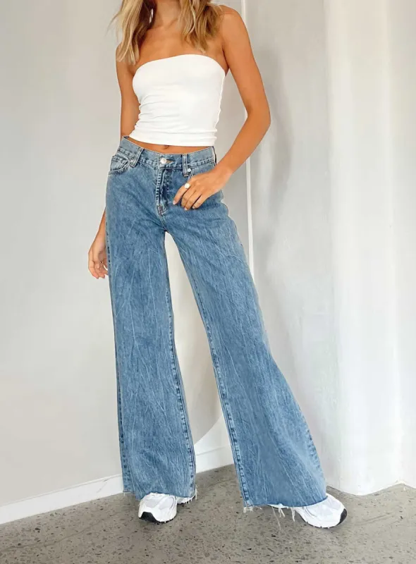 Clarke Low Waist Baggy Jeans Denim sold by Princess Polly