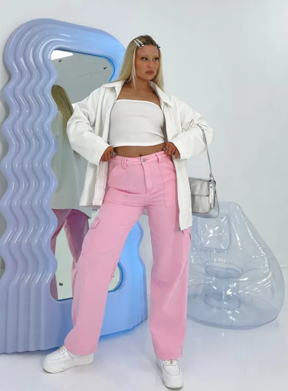 Adelaide Cargo Jeans Pink sold by Princess Polly