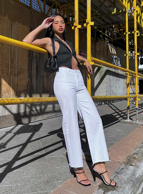 Cece Hammer Wide Leg Jeans White sold by Princess Polly