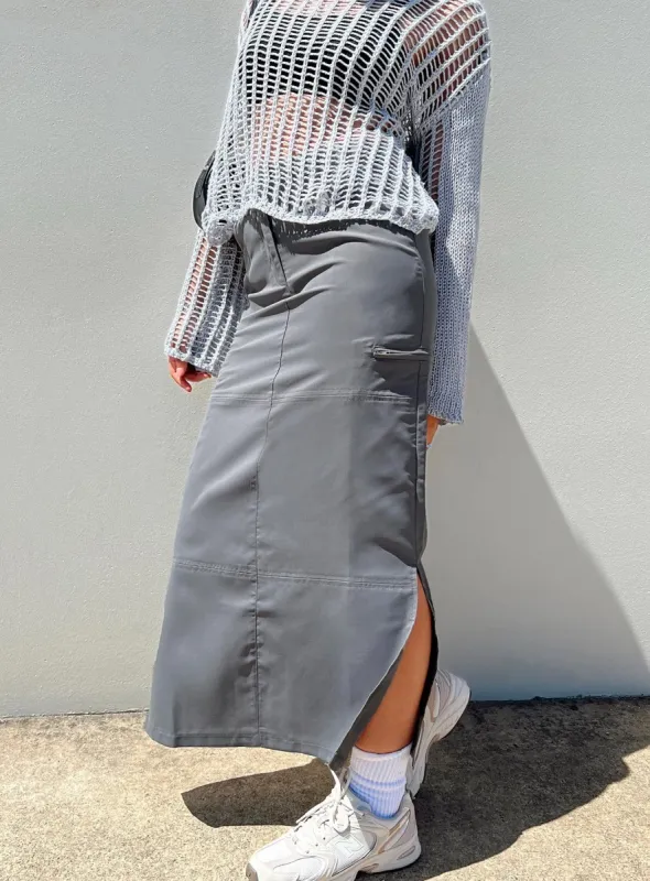 Elderbery Cargo Maxi Skirt Grey sold by Princess Polly