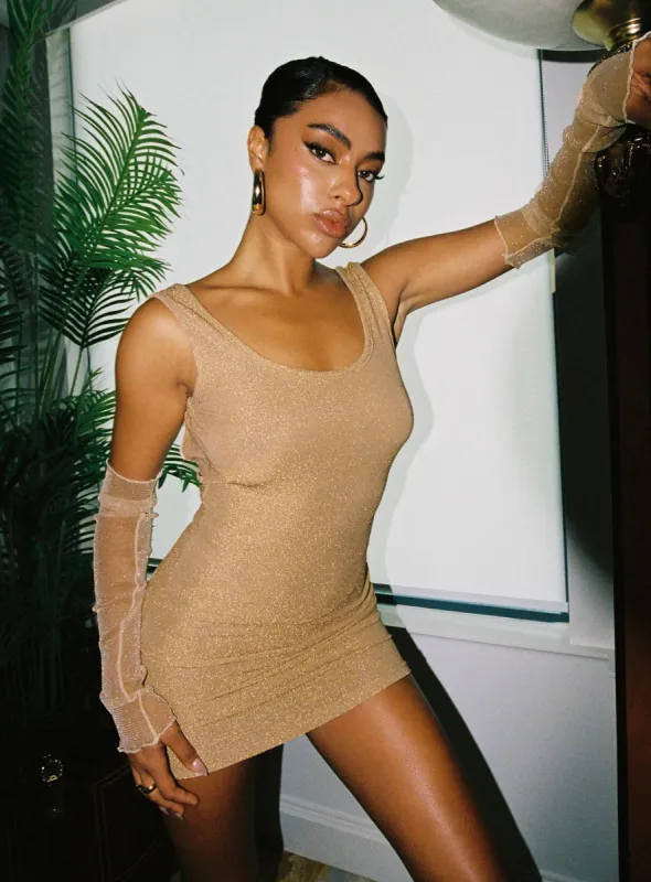 Lirella Mini Dress Beige sold by Princess Polly