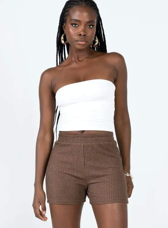 Jaynee Knit Shorts Brown sold by Princess Polly