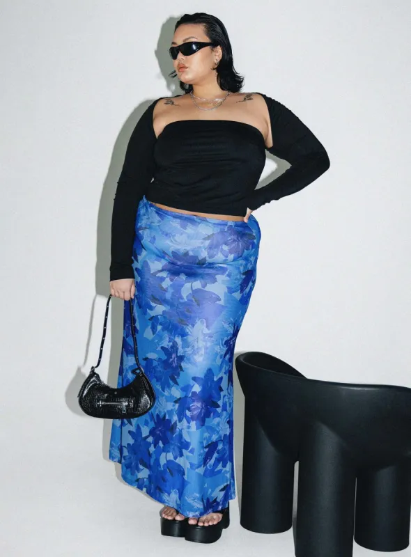 Starry Midi Skirt Blue Curve sold by Princess Polly