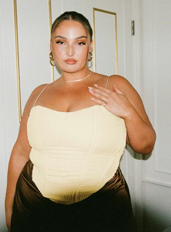 Daintree Plisse Corset Beige Curve sold by Princess Polly