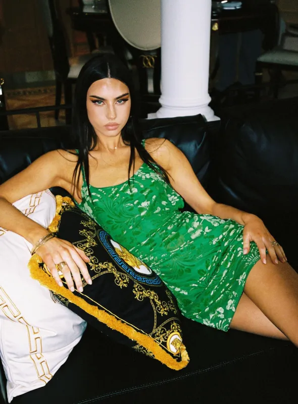 Burn Out Velvet Mini Dress Green sold by Princess Polly