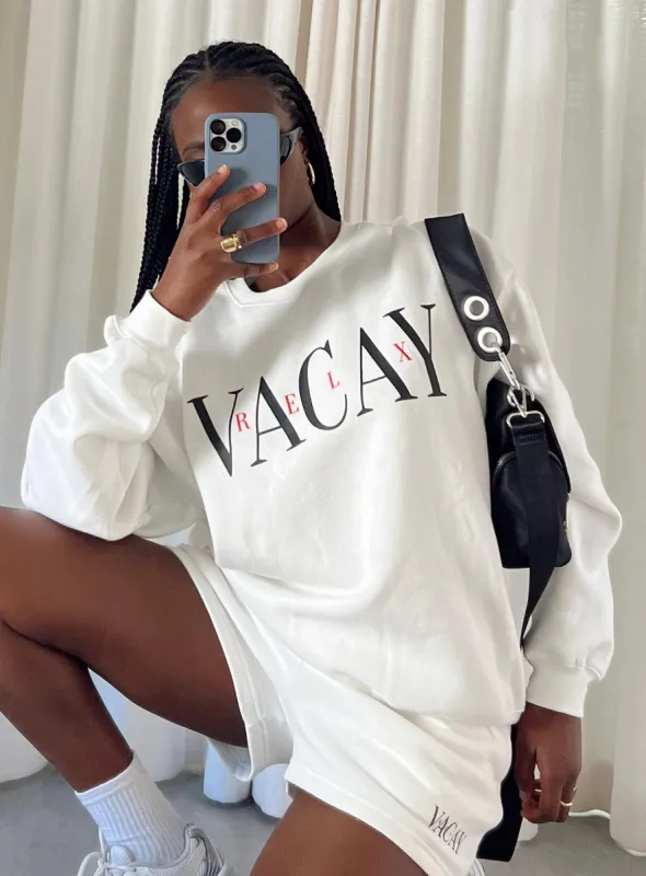 Vaycay Sweatshirt White sold by Princess Polly