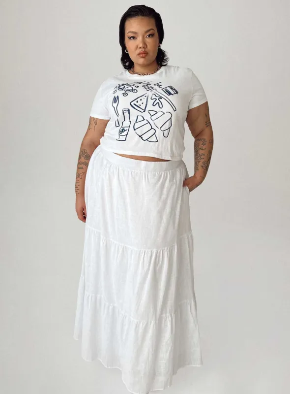 Korban Maxi Skirt White Curve sold by Princess Polly