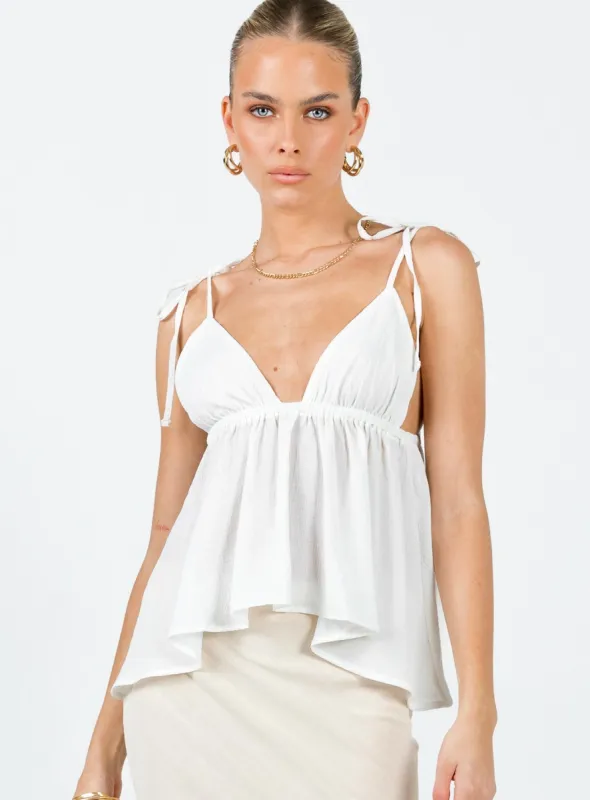 Hearts Flutter Top Ivory sold by Princess Polly