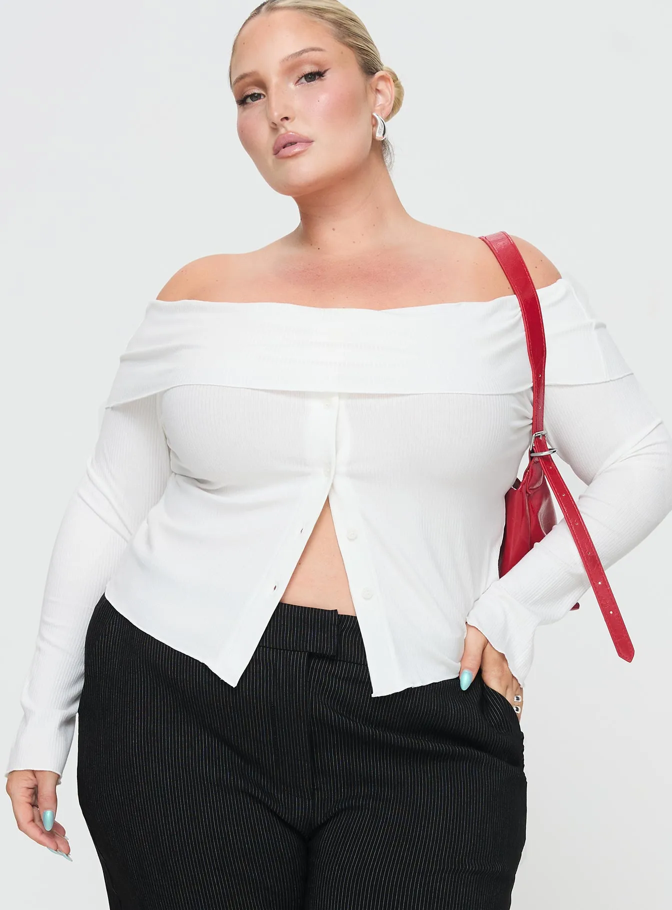 Parveen Off The Shoulder Top White Curve sold by Princess Polly product image thumbnail 2