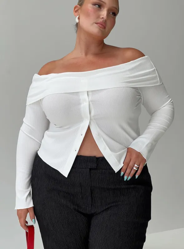 Parveen Off The Shoulder Top White Curve made by Princess Polly