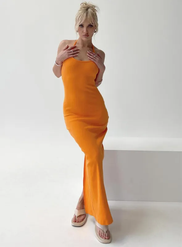 Karyssa Rib Maxi Dress Orange sold by Princess Polly
