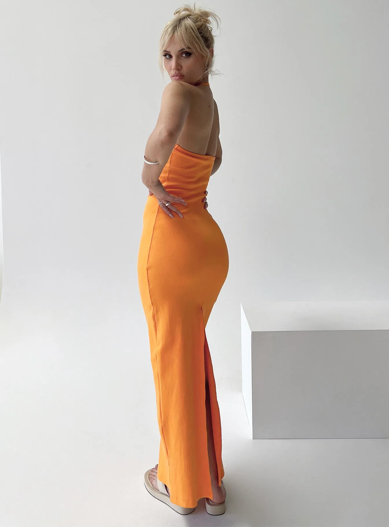 Karyssa Rib Maxi Dress Orange sold by Princess Polly product image thumbnail 3