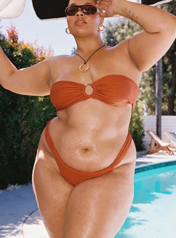 Janea Bikini Bottoms Rust Curve sold by Princess Polly