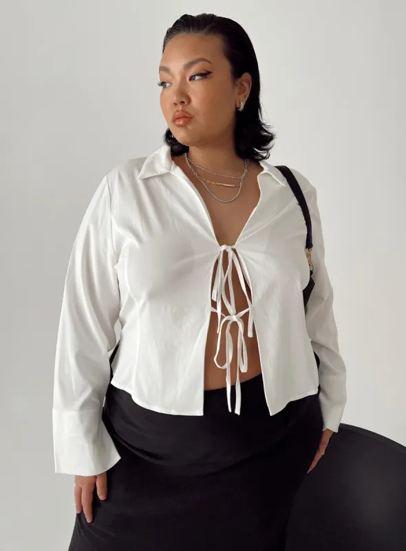Lida Long Sleeve Top White Curve sold by Princess Polly