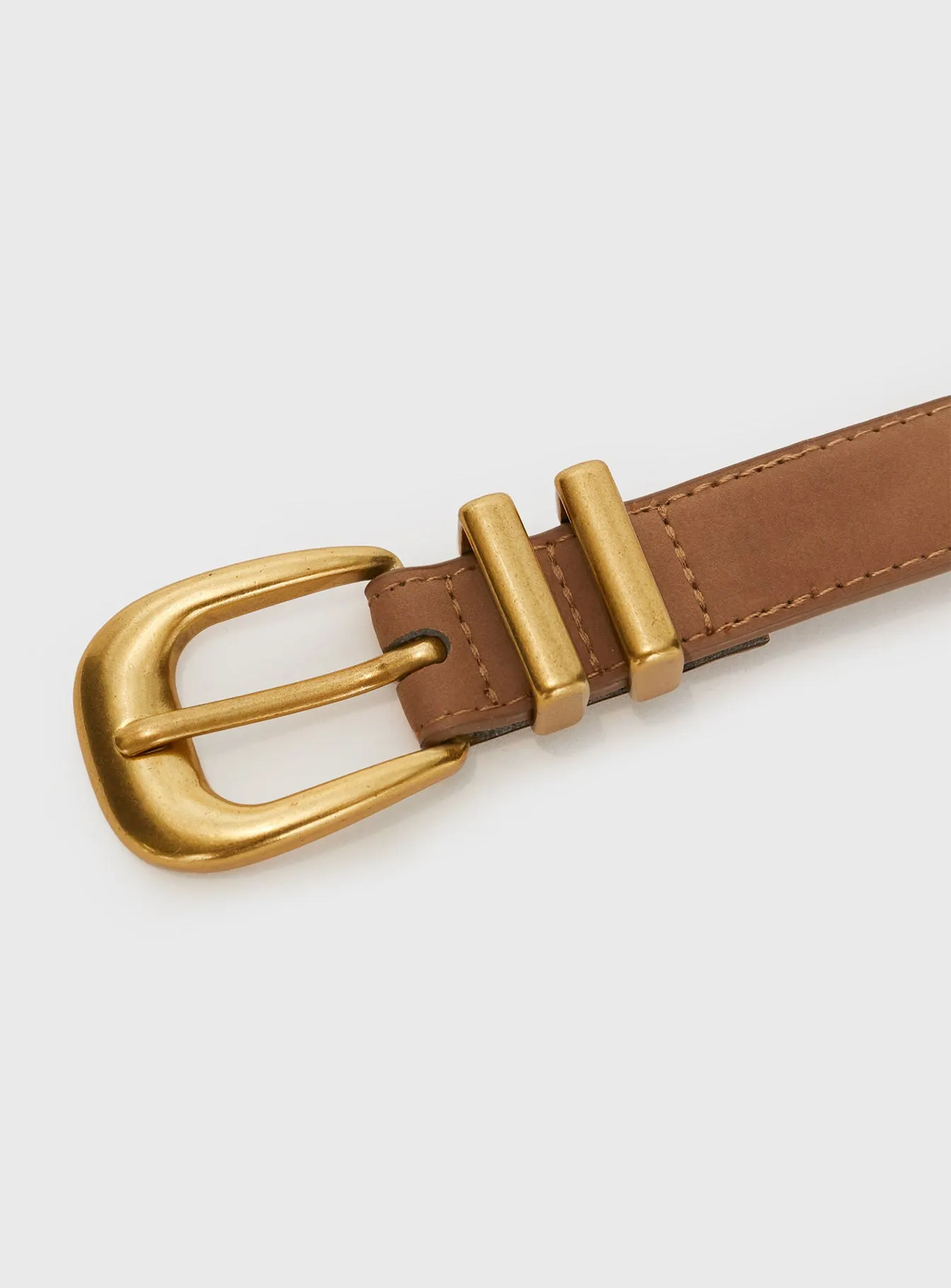 Duncani Faux Suede Belt Brown/Gold sold by Princess Polly product image thumbnail 3