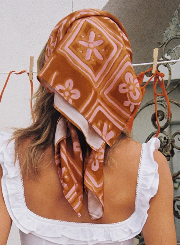 Vittorio Head Scarf Rust / Pink sold by Princess Polly