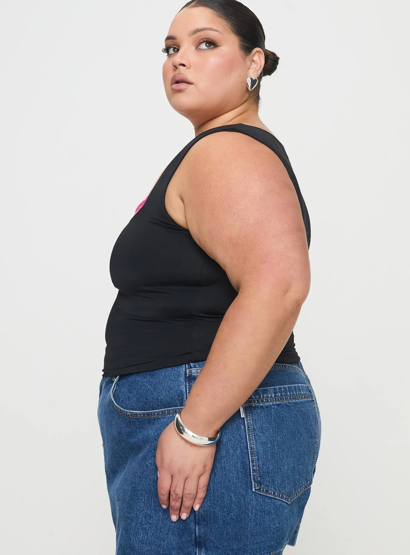 Back In Time Top Black / Pink Lace Curve sold by Princess Polly product image thumbnail 4