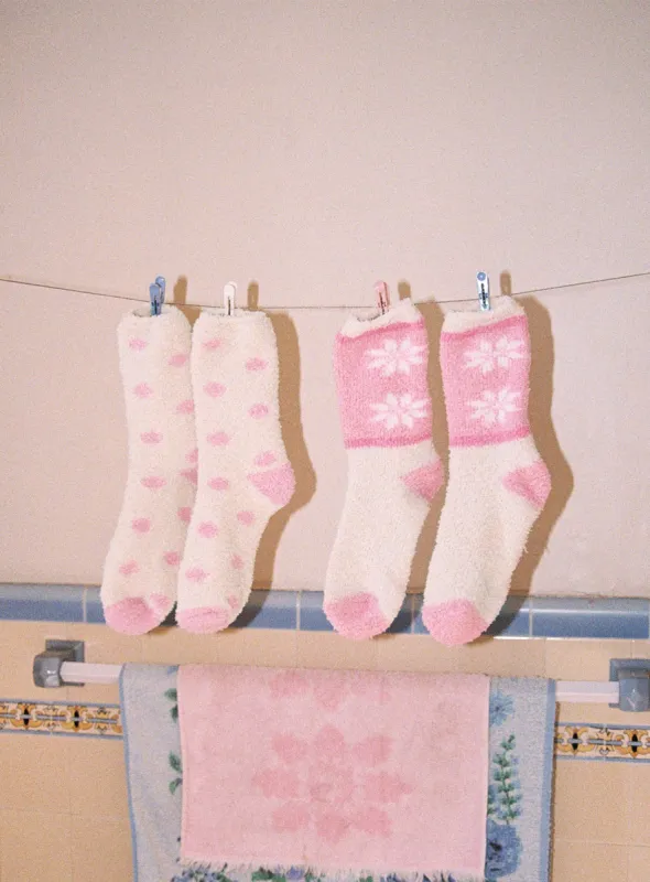Winter Wonderland Socks White / Pink sold by Princess Polly
