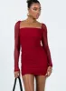 Charvi Long Sleeve Mini Dress Burgundy Petite sold by Princess Polly
