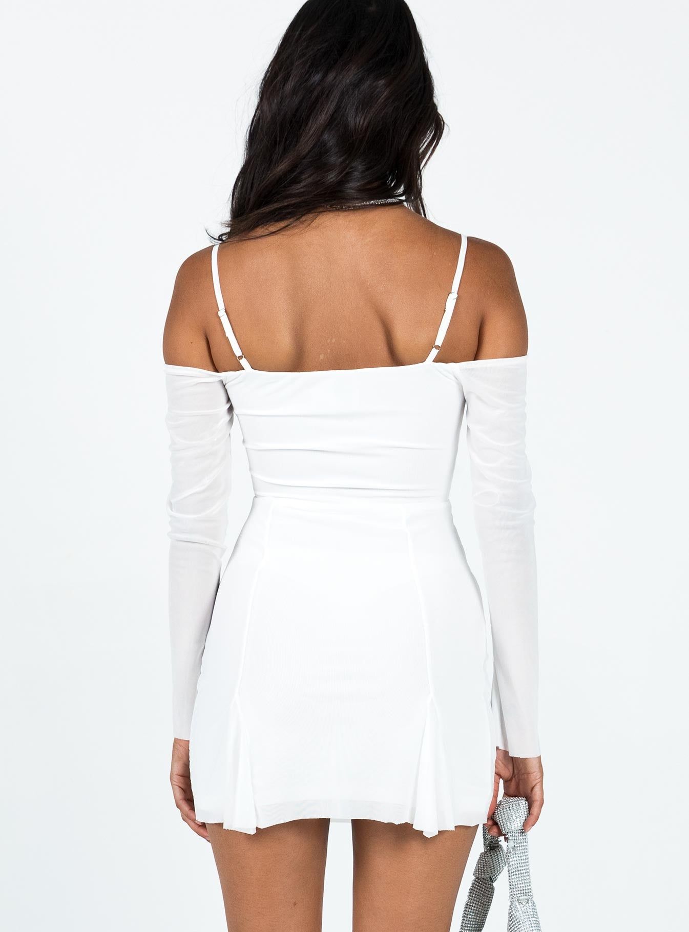 Viva Long Sleeve Mini Dress White sold by Princess Polly product image thumbnail 5