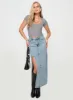 Saige Denim Maxi Skirt Light Wash sold by Princess Polly