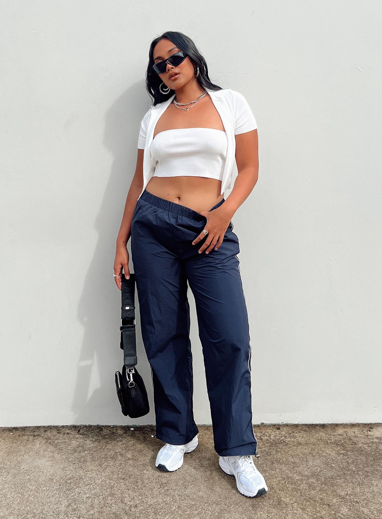 Downtown Parachute Pants Navy sold by Princess Polly