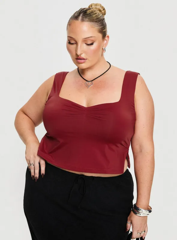 Rehna Top Burgundy Curve sold by Princess Polly